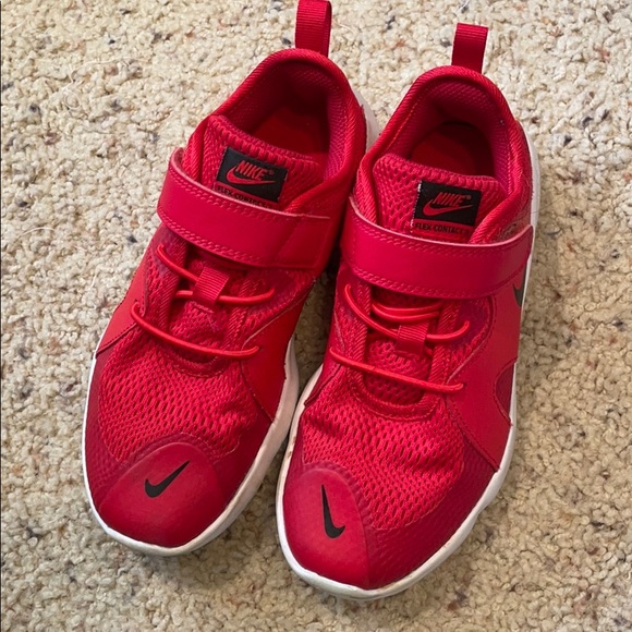Red nike velcro shoes Clearance
